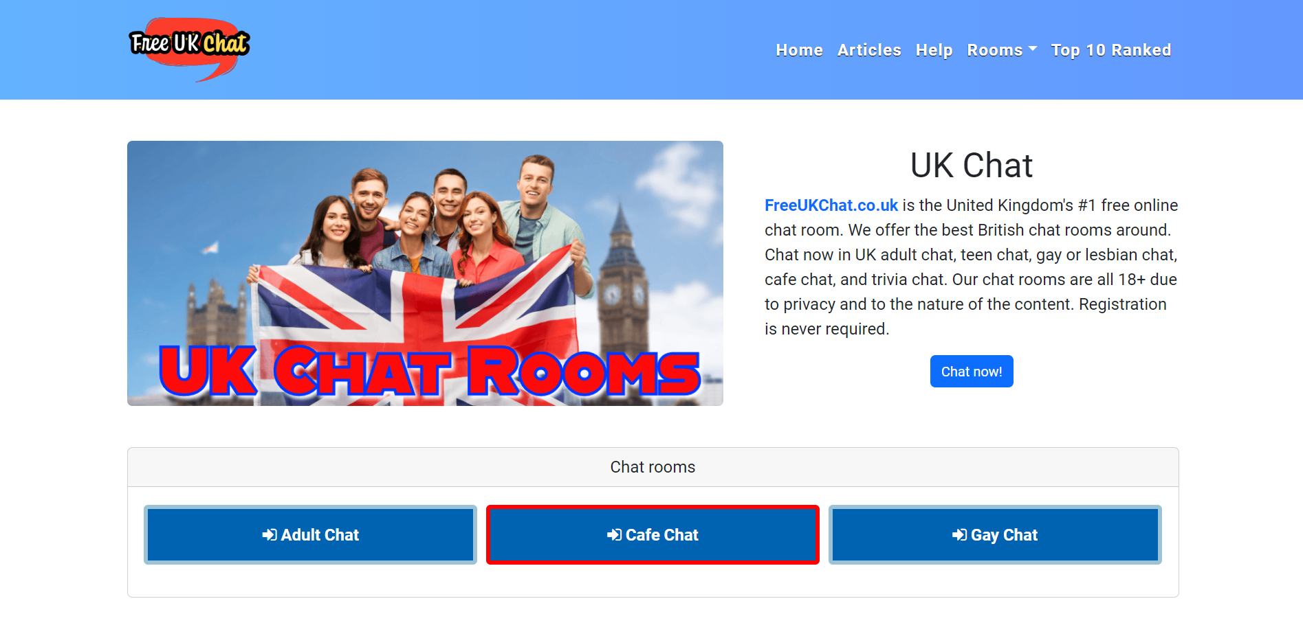 Free UK chat rooms for people living in the United Kingdom